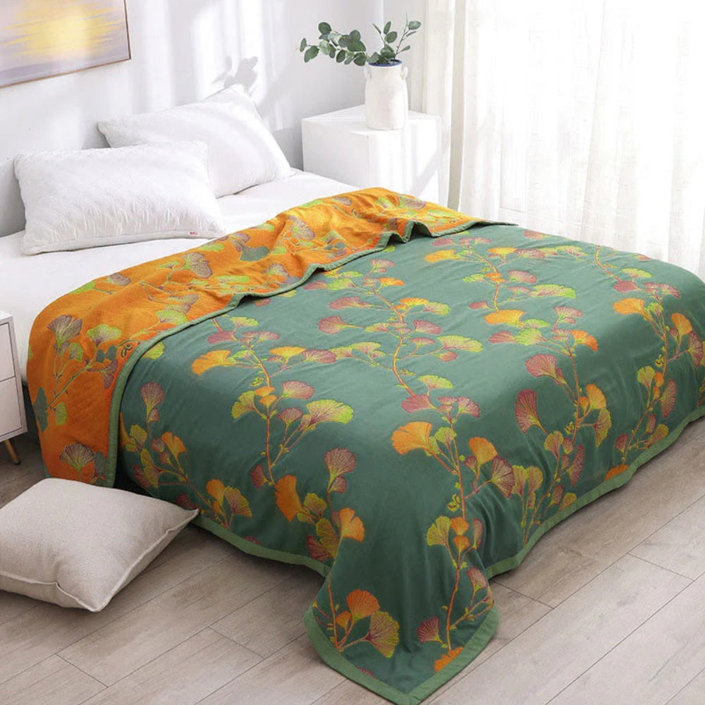 Elegante Wendebettdecke mit Ginkgo-Motiv für Ihr Schlafzimmer