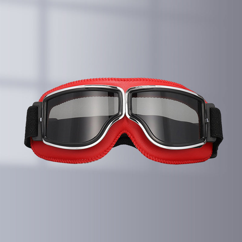 Vintage Motorradschutzbrille mit wechselbaren Gläsern und Komfortpolsterung
