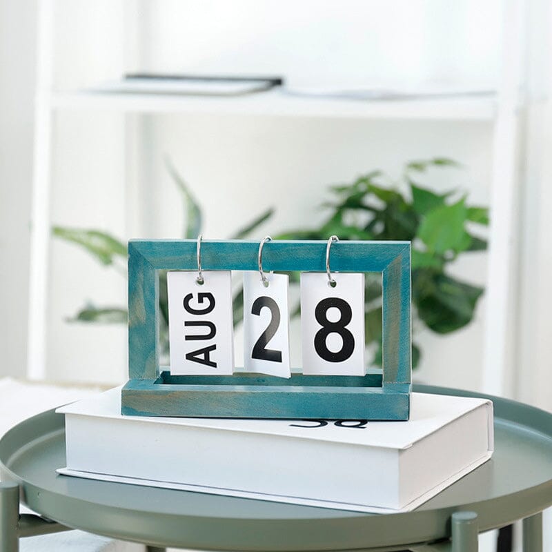Schreibtischkalender aus niederländischem Teakholz