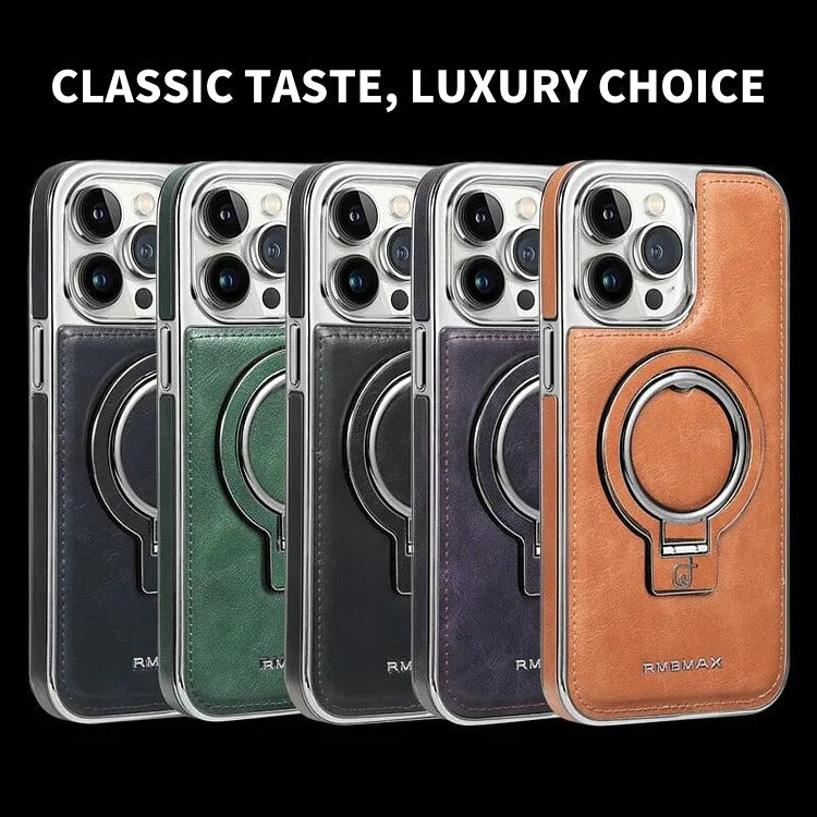 Elegante Lederhülle für iPhone mit Magnetständer – Stilvolle Sicherheit