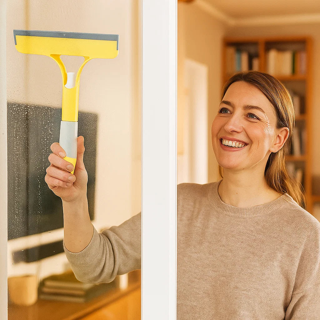 Multifunktionaler Fensterwischer mit Sprühfunktion – Glasklares Ergebnis in einem Wisch