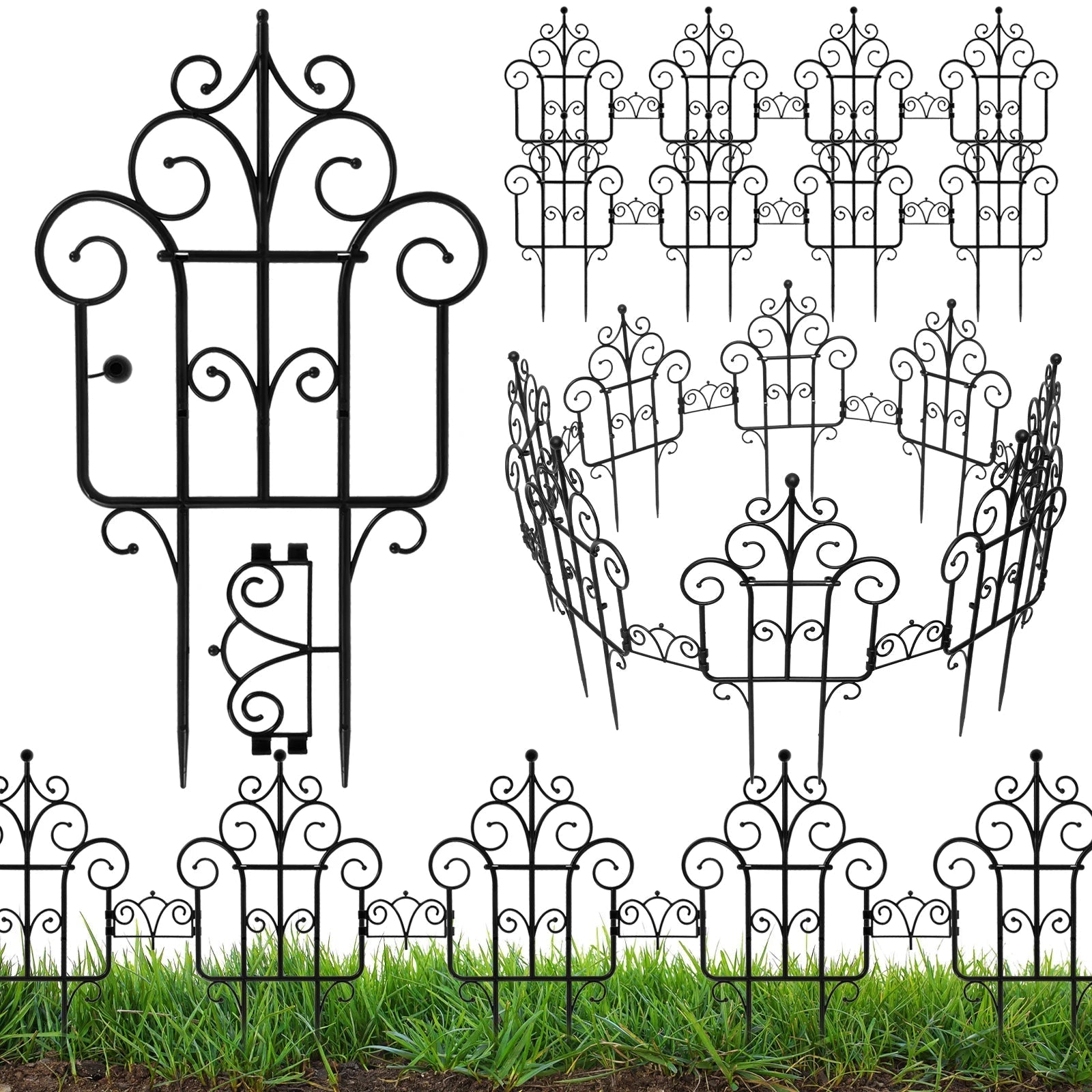 SmartGarden Foldable Plastic Garden Fence | 40 cm Height | 10-Pack