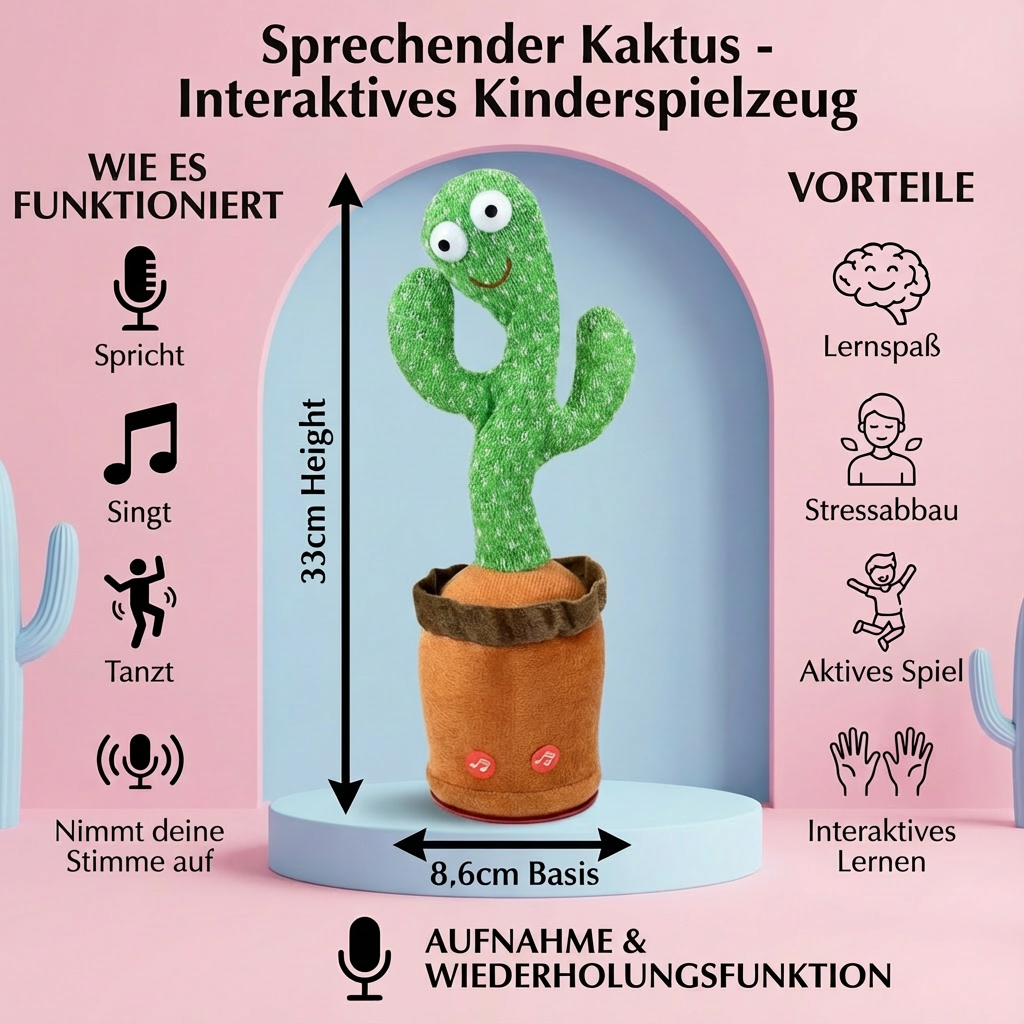 Interaktives Kinderspielzeug - Sprechender Kaktus