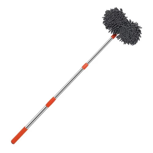 Erweiterbarer Autowaschmopp mit Doppelschichtkopf – Schwarz/Orange