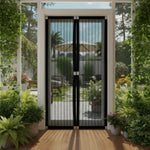 Insect screen for doors with automatic closing mechanism