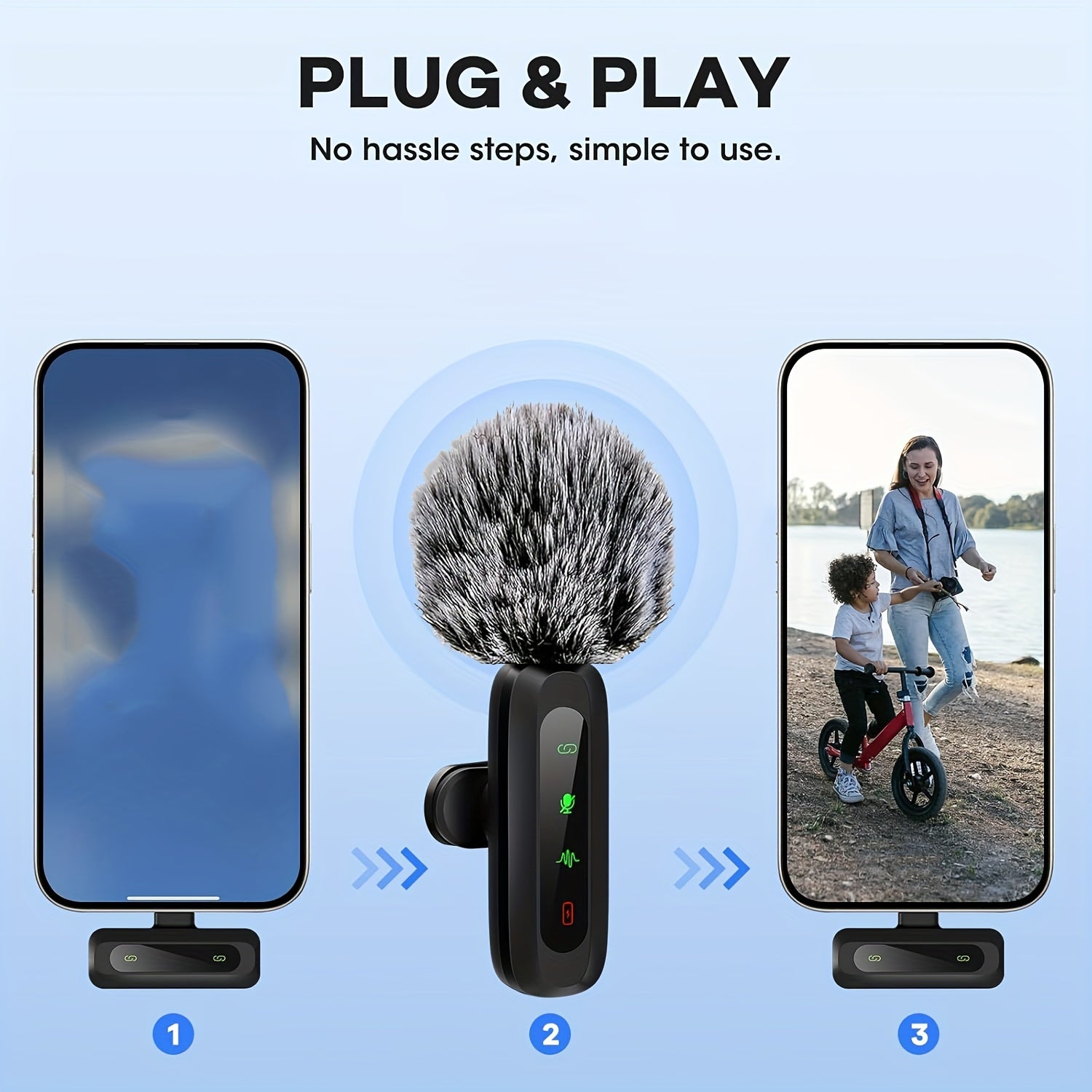 Drahtloses Clip-Mikrofon mit USB-C – Mikrofon für Smartphone und Tablet
