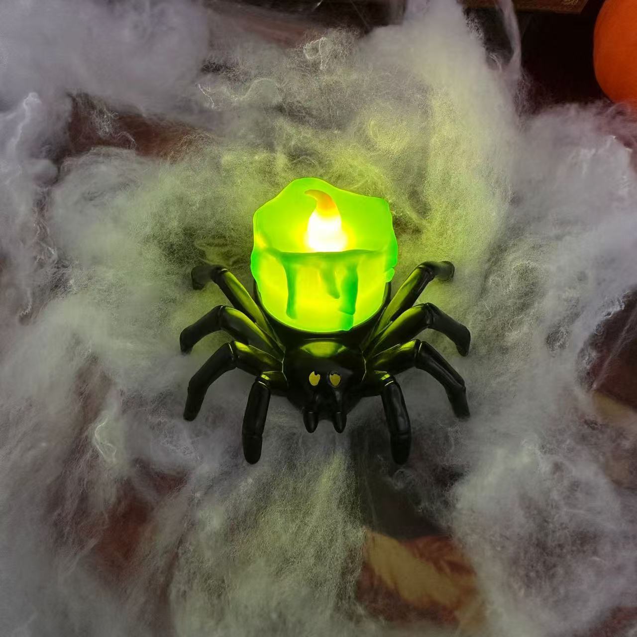 Gruselige Halloween-Dekoration – Spinnenrücken Ornament mit Kerzen und Augen