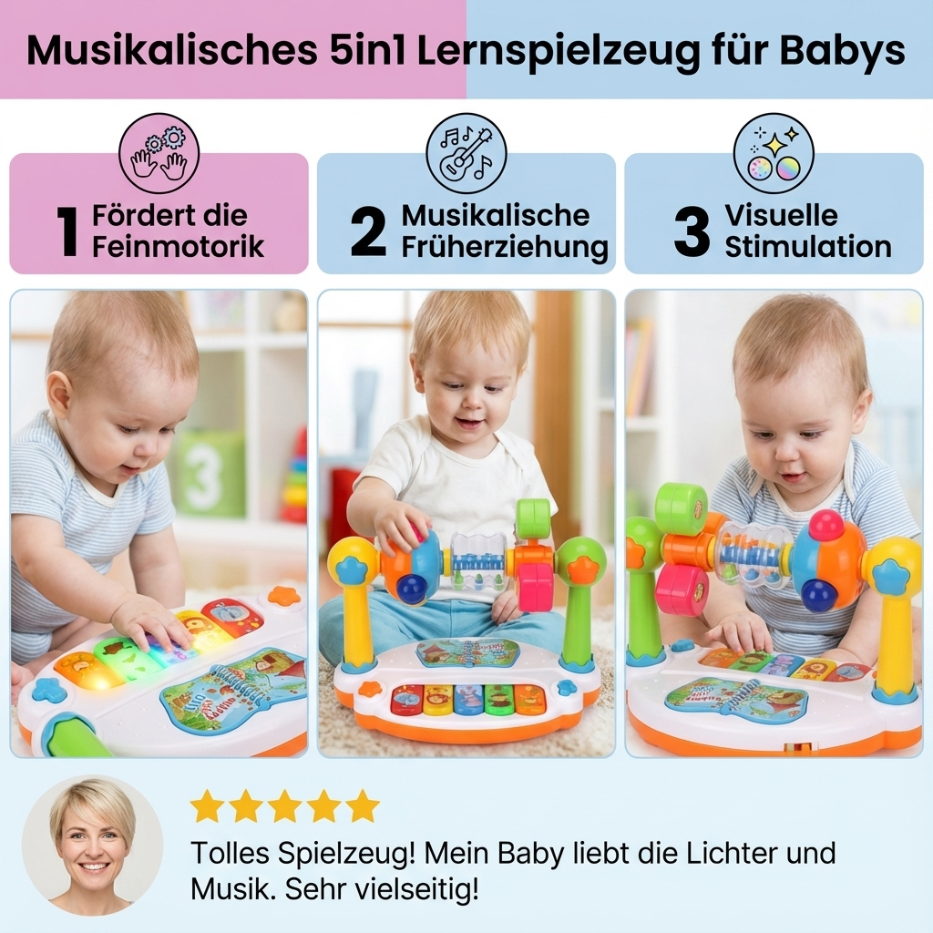 5in1 Lernspielzeug für Babys mit musikalischen Funktionen
