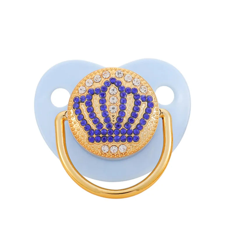 Schnuller im Luxusdesign mit Strass und Kronen-Details – Gold