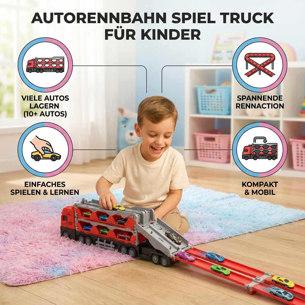 Spielzeug Rennbahn für Kinder mit Lkw