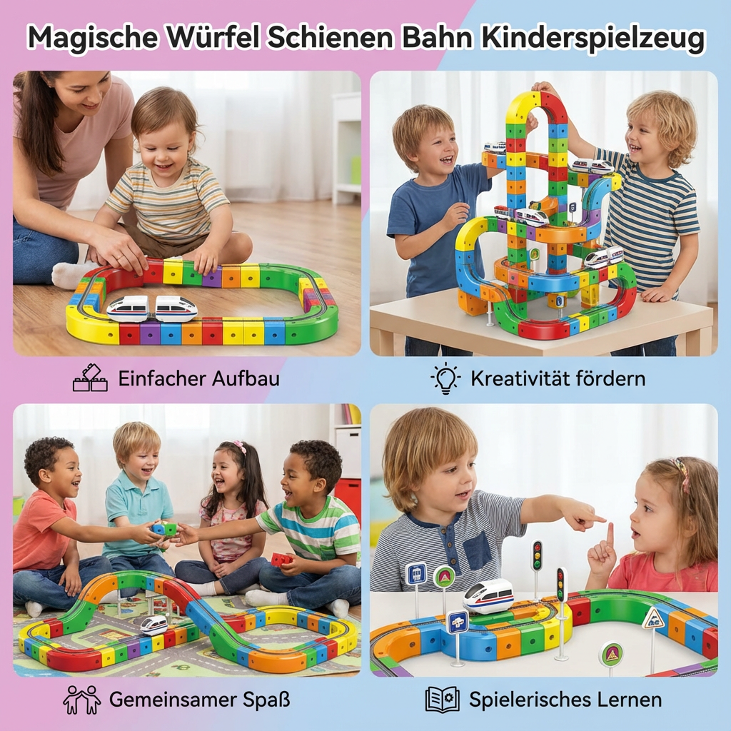 Schienenbahn Spielzeug mit magischen Würfeln für Kinder