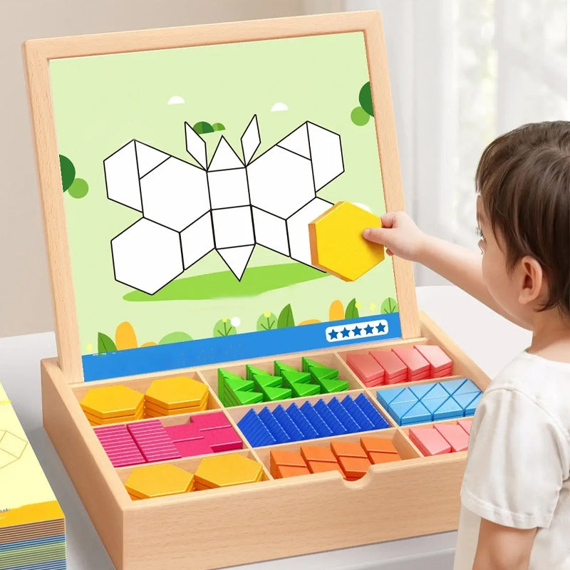 Kreative Magnetische Holzbauklötze mit Musterkarten