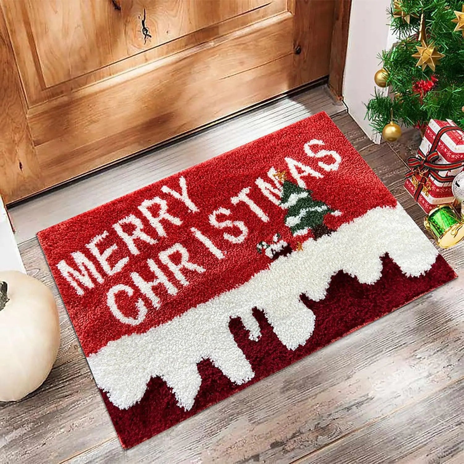 Festive Doormat for Christmas | Gingerbread & Santa Design | Non-Slip & Washable