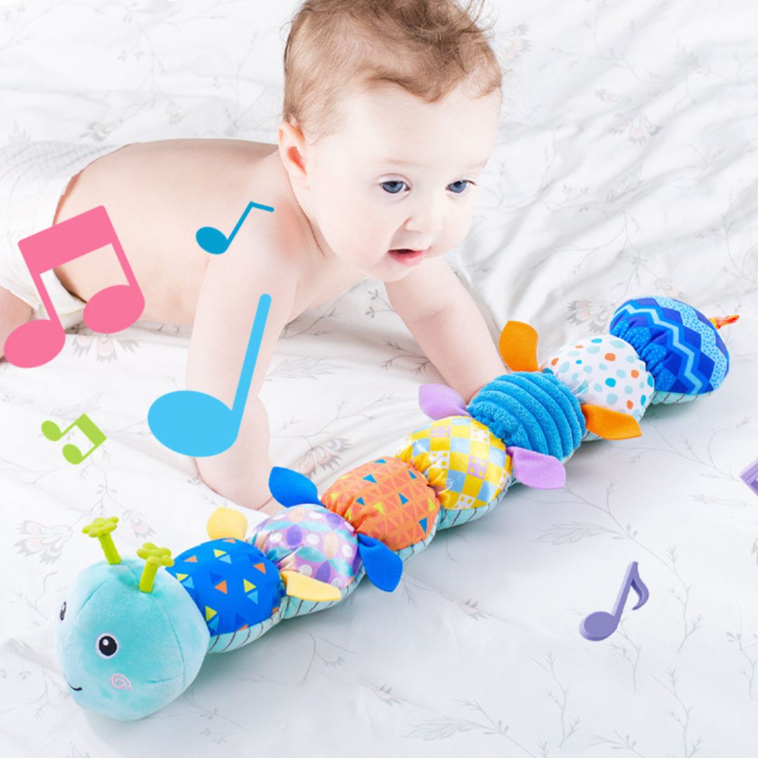 Musikalische Raupe mit sensorischer Plüschrassel