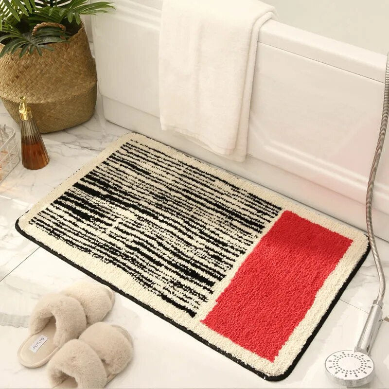 Elegante Handgefertigte Badematte – Modernes Muster für Stilvolle Badezimmer