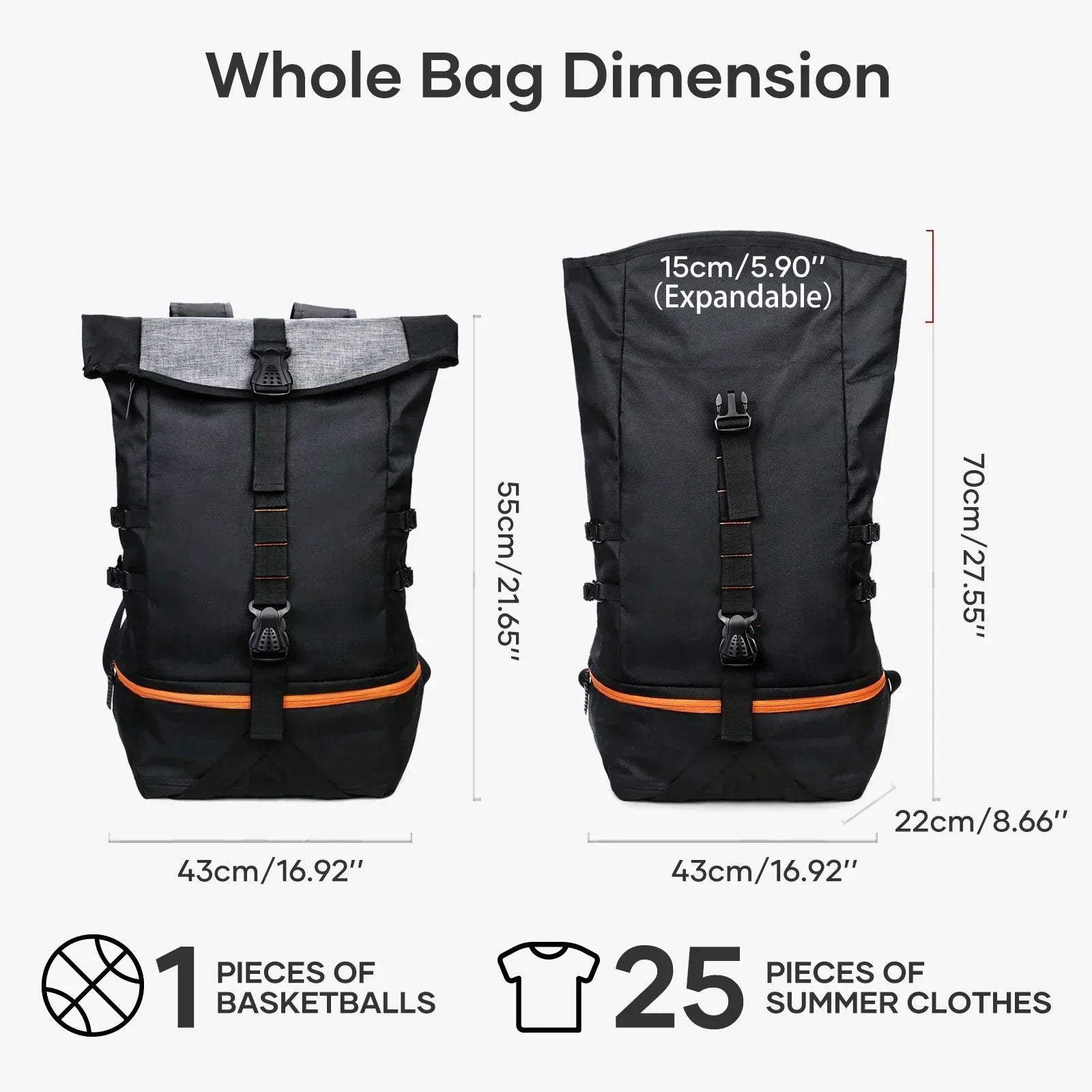 Sportlicher Rucksack mit Ball- und Schuhfach – 35L Weichrücken