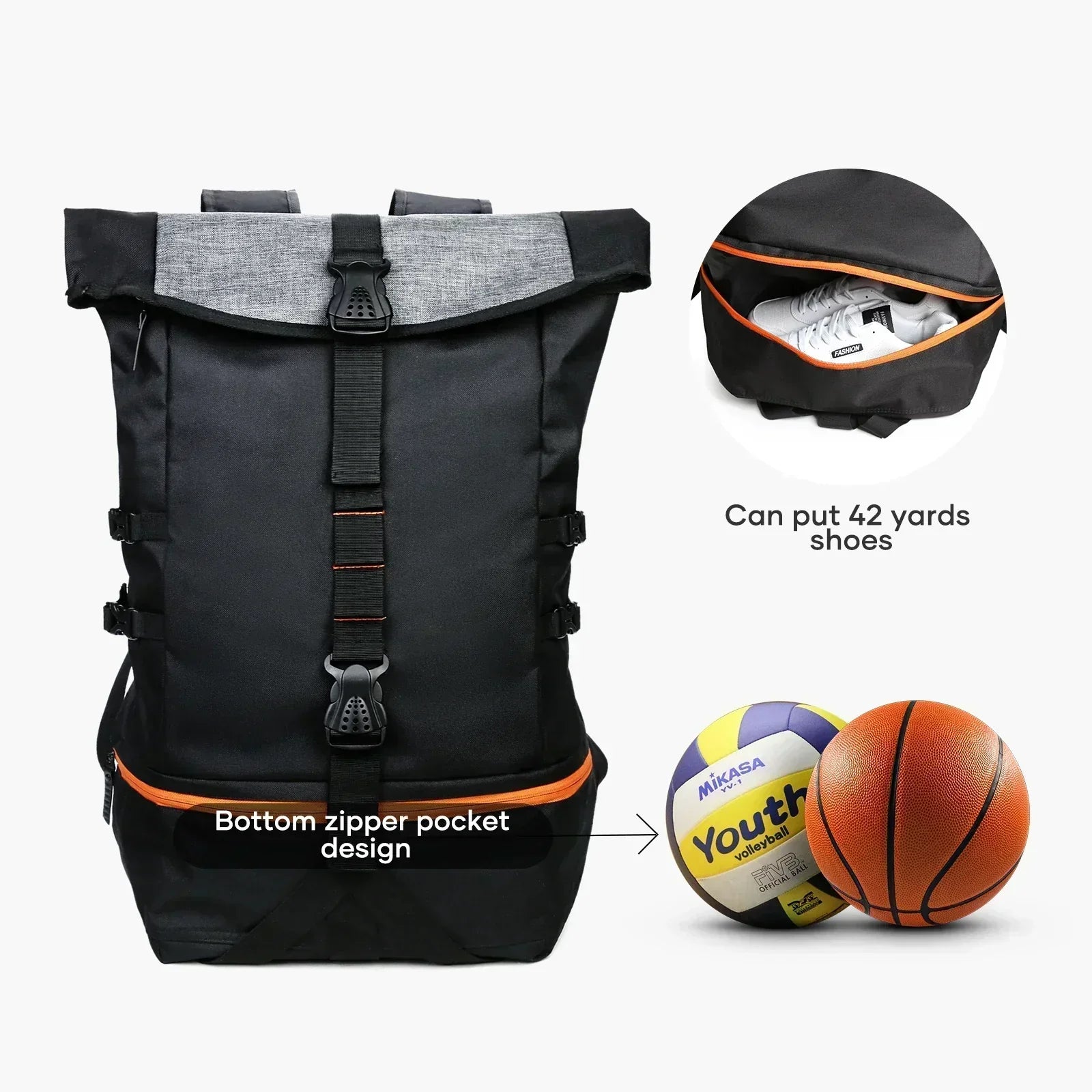 Sportlicher Rucksack mit Ball- und Schuhfach – 35L Weichrücken
