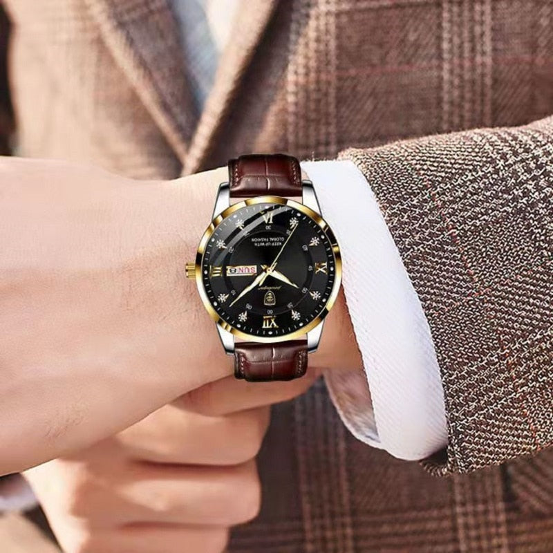Elegante Herrenarmbanduhr mit Wasserfestigkeit und Leuchtanzeige