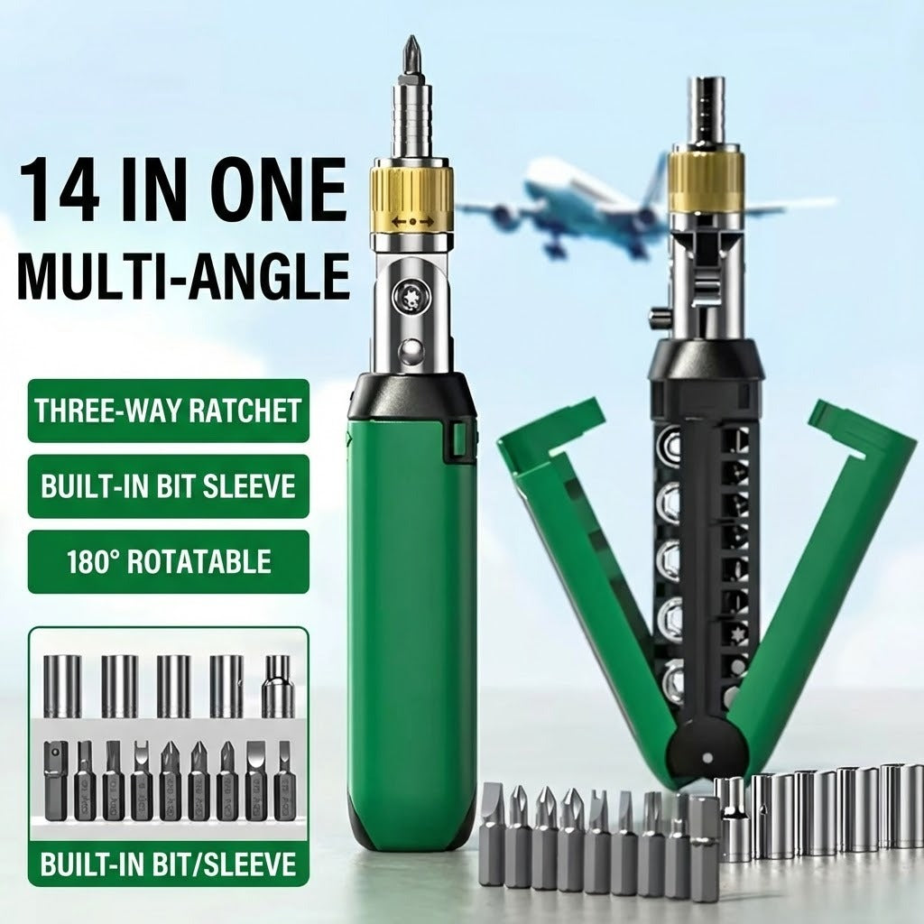 14-in-1 Schraubendreher Set mit verstellbarem Winkel