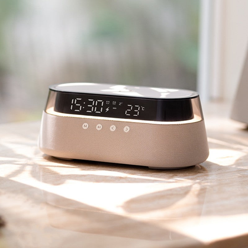 Kompakter Bluetooth-Lautsprecher mit kabelloser Ladefunktion und Nachtlicht