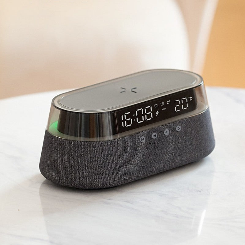 Kompakter Bluetooth-Lautsprecher mit kabelloser Ladefunktion und Nachtlicht