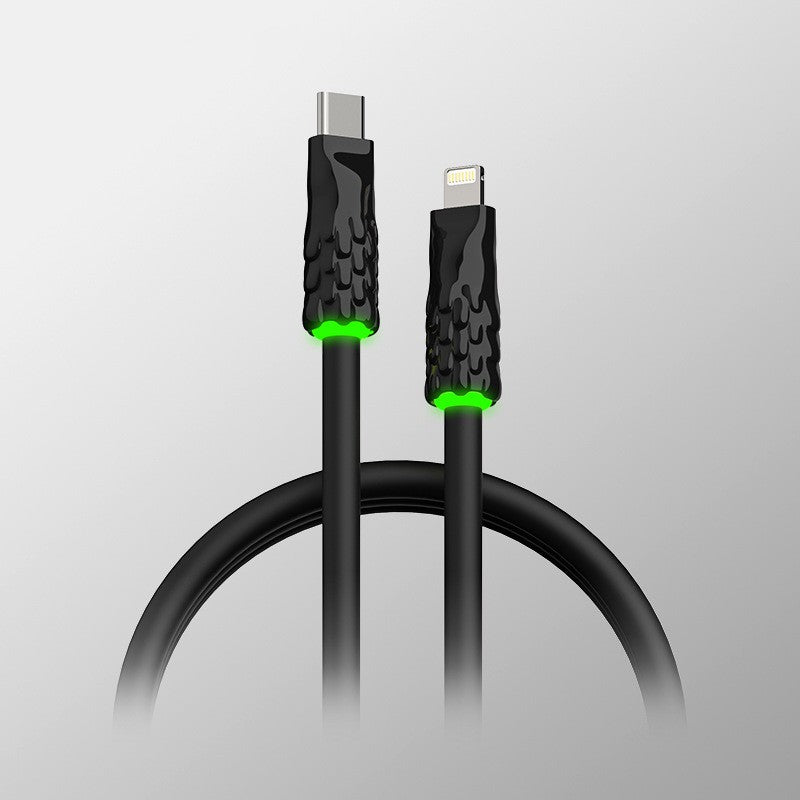 Schnelllade-Datenkabel mit RGB-Beleuchtung aus Silikon