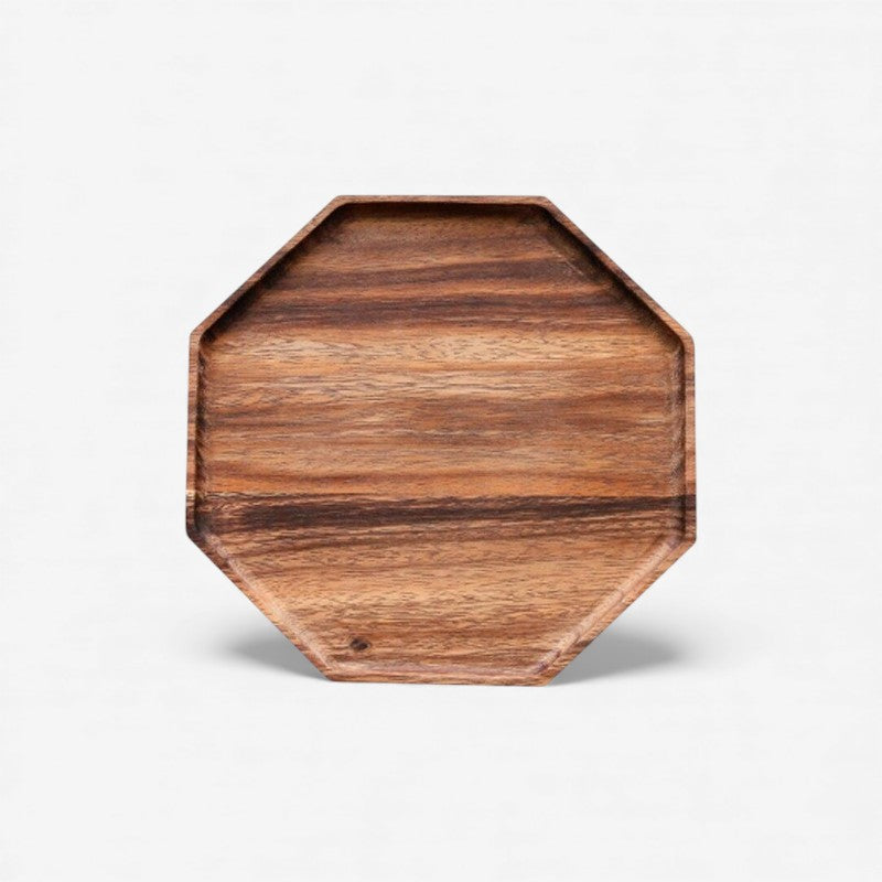 Achteckige Servierplatte aus Holz mit kunstvollem Design