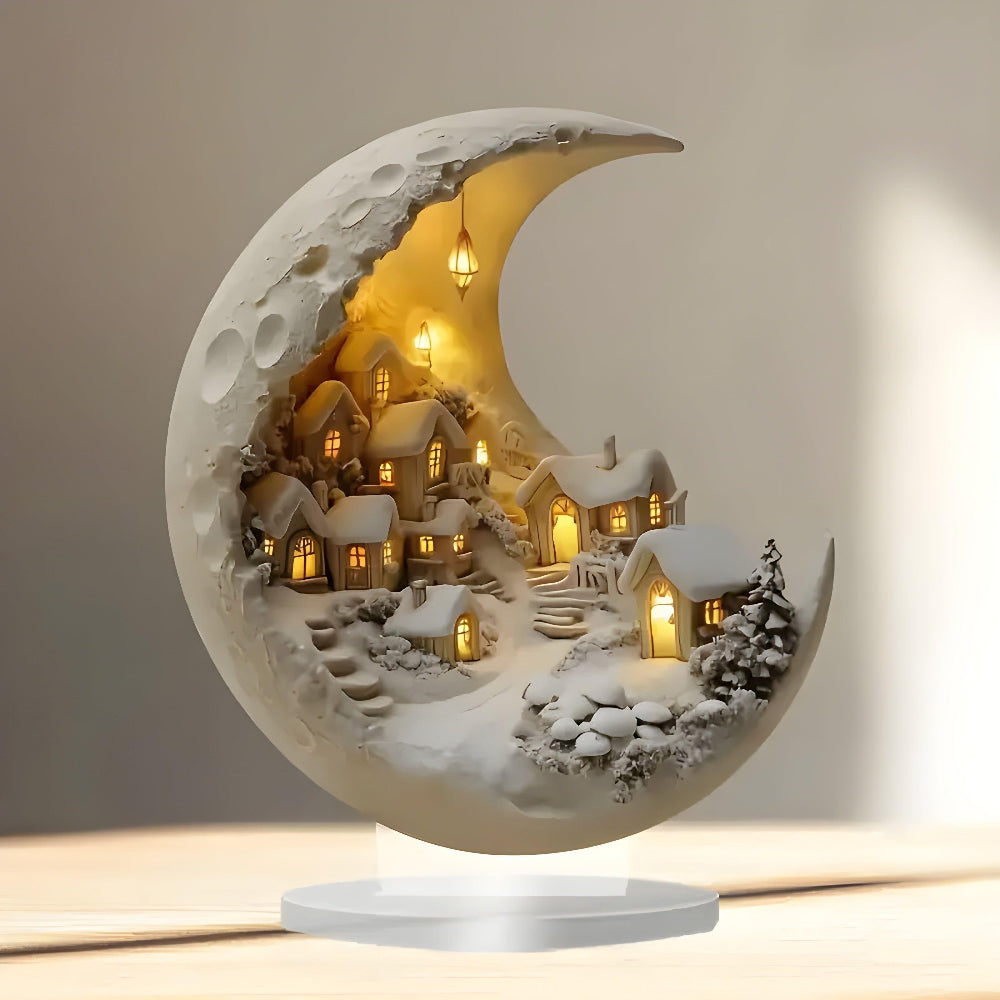 Acrylic Moon Village Decoration – Enchanting Celestial Accents for Your Home