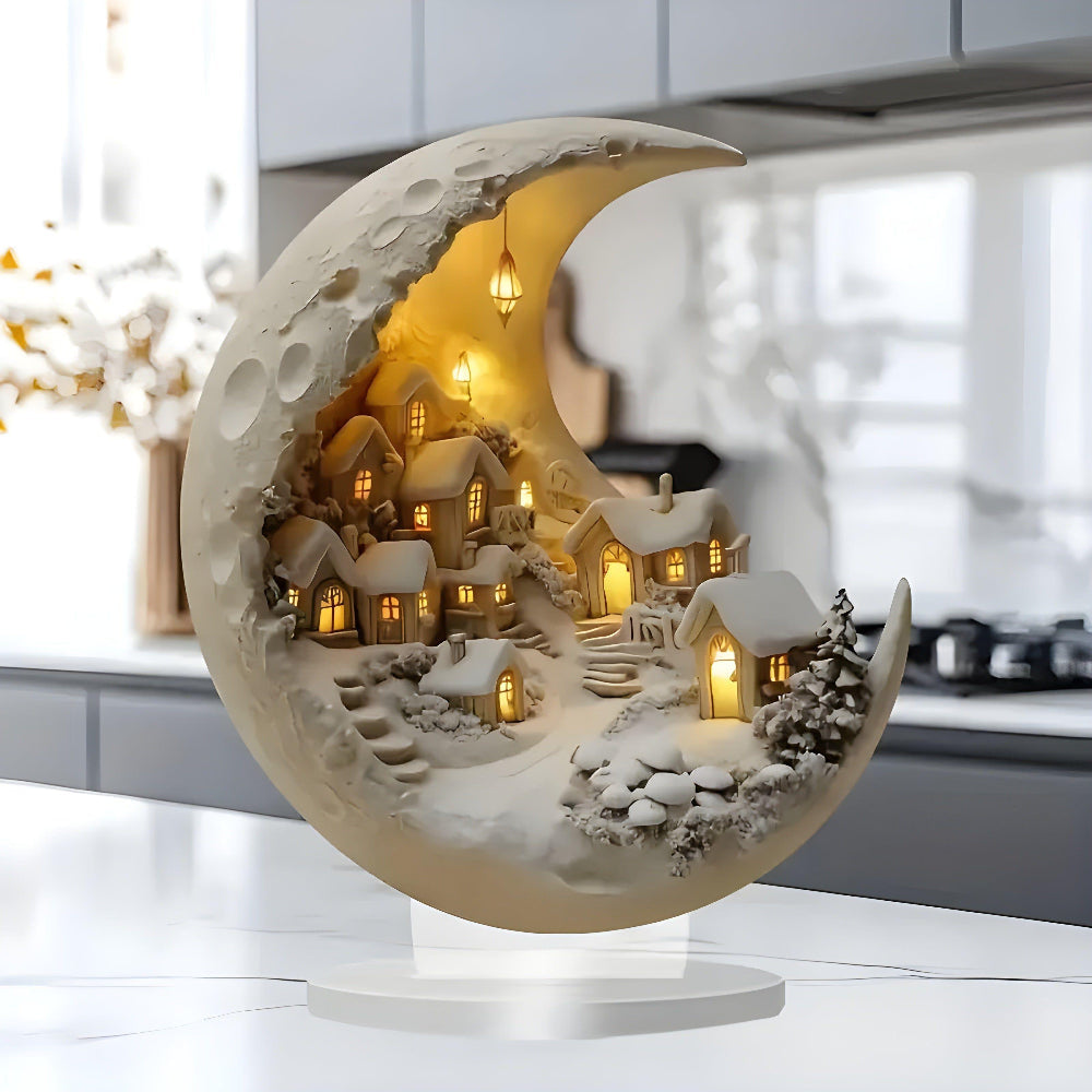 Acrylic Moon Village Decoration – Enchanting Celestial Accents for Your Home