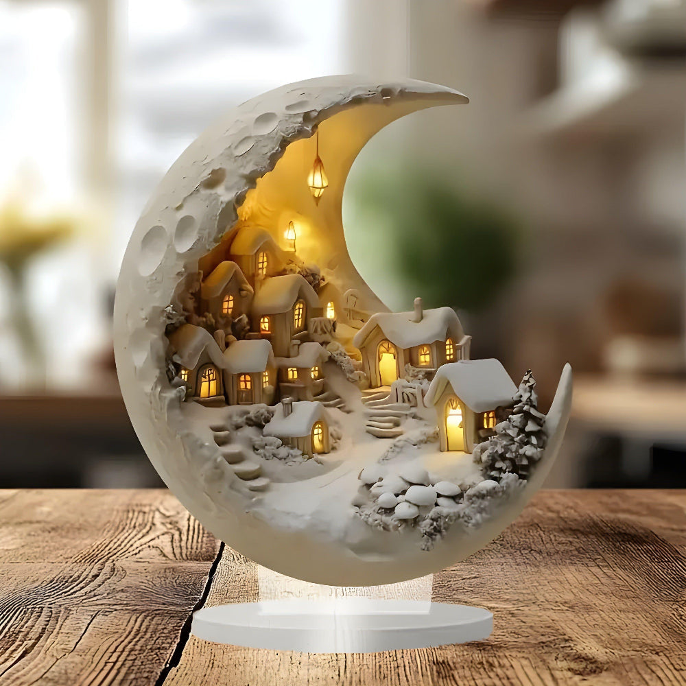 Acrylic Moon Village Decoration – Enchanting Celestial Accents for Your Home