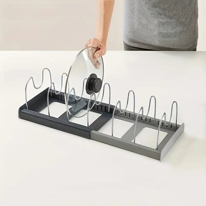 Adjustable Pot and Pan Organizer with Lid Holder – Robust Metal Solution for an Efficient Kitchen Setup