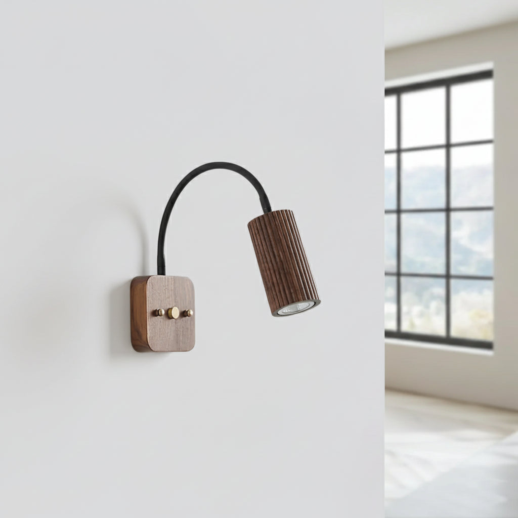 Adjustable Wooden Wall Lamp – Elegant Walnut Design