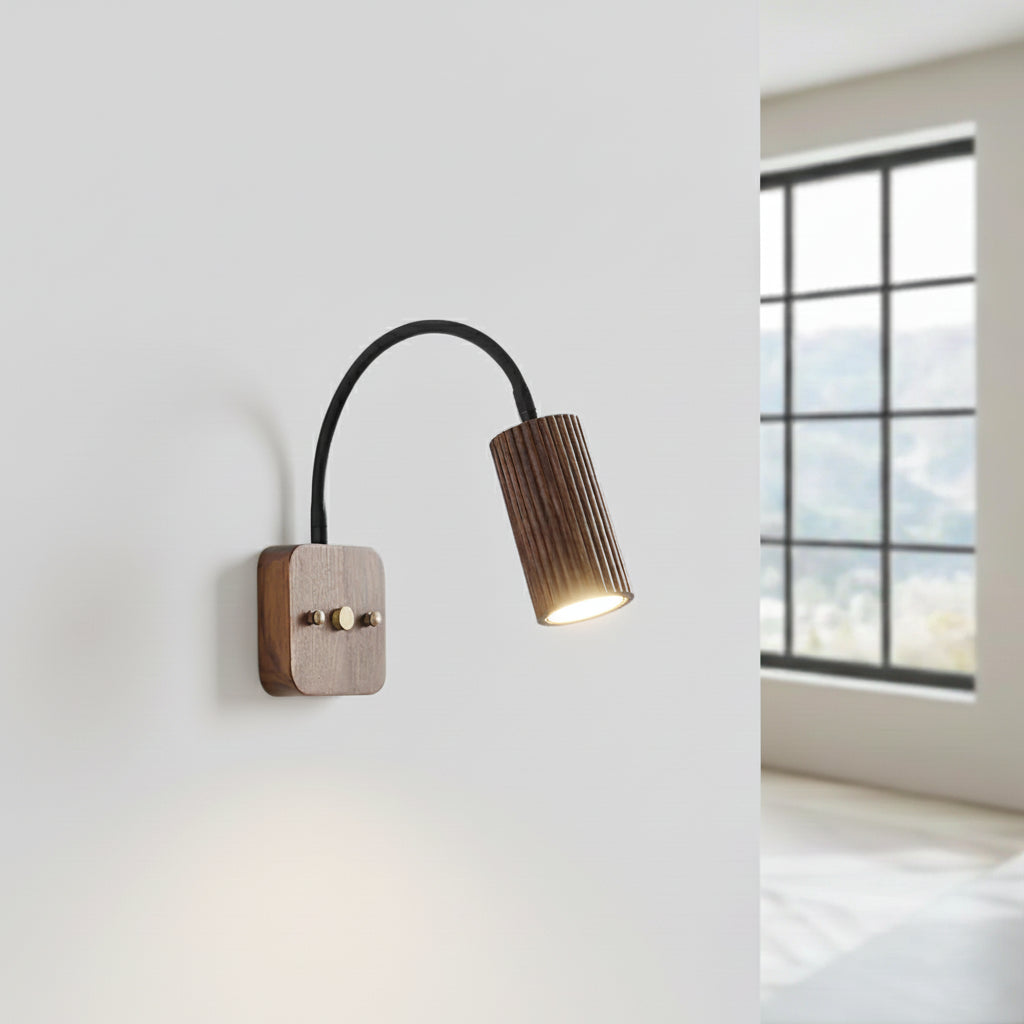 Adjustable Wooden Wall Lamp – Elegant Walnut Design