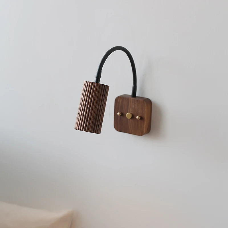 Adjustable Wooden Wall Lamp – Elegant Walnut Design