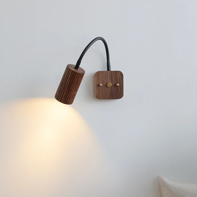 Adjustable Wooden Wall Lamp – Elegant Walnut Design