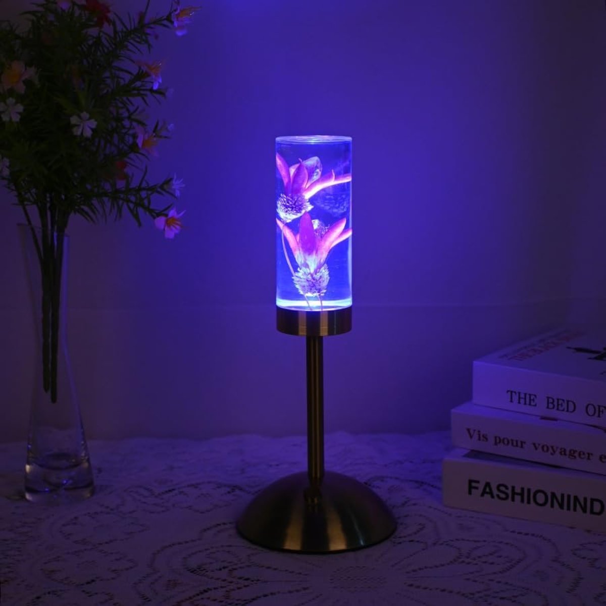 Elegant LED Table Lamp with Flower Design and Color Change
