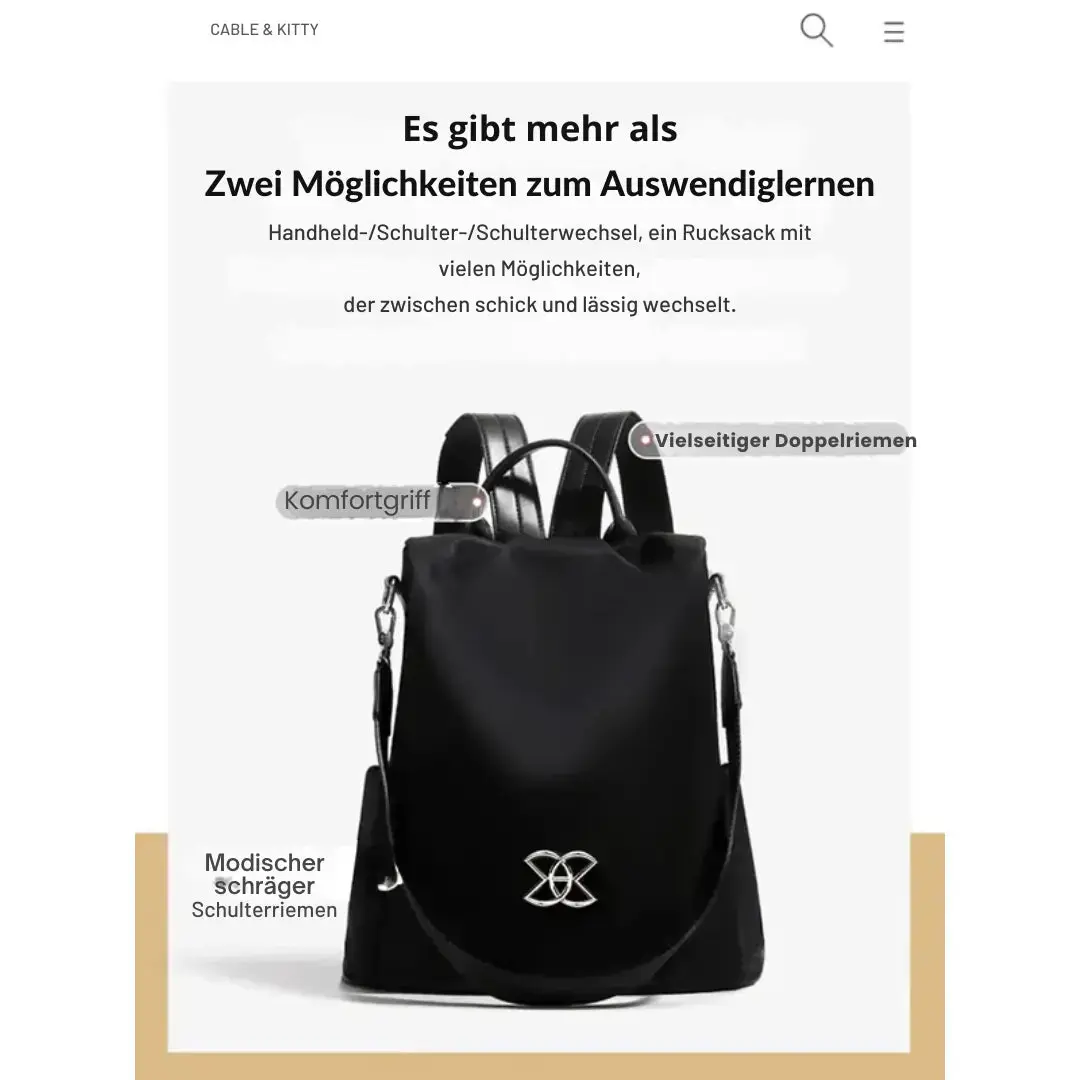 Sicherer und stilvoller Rucksack für Alltag und Reisen