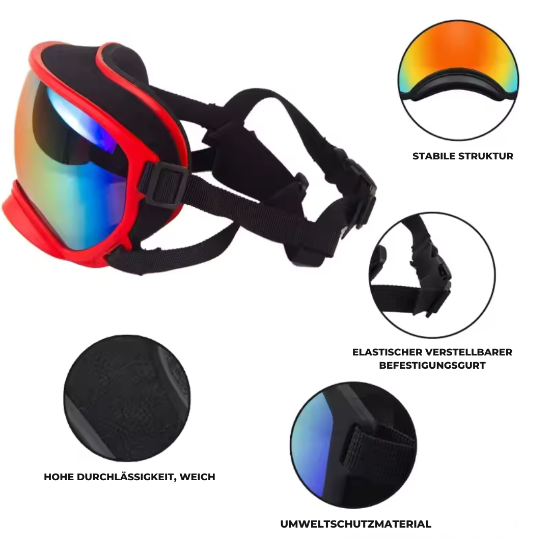 Verstellbare winddichte Hundesonnenbrille mit UV-Schutz