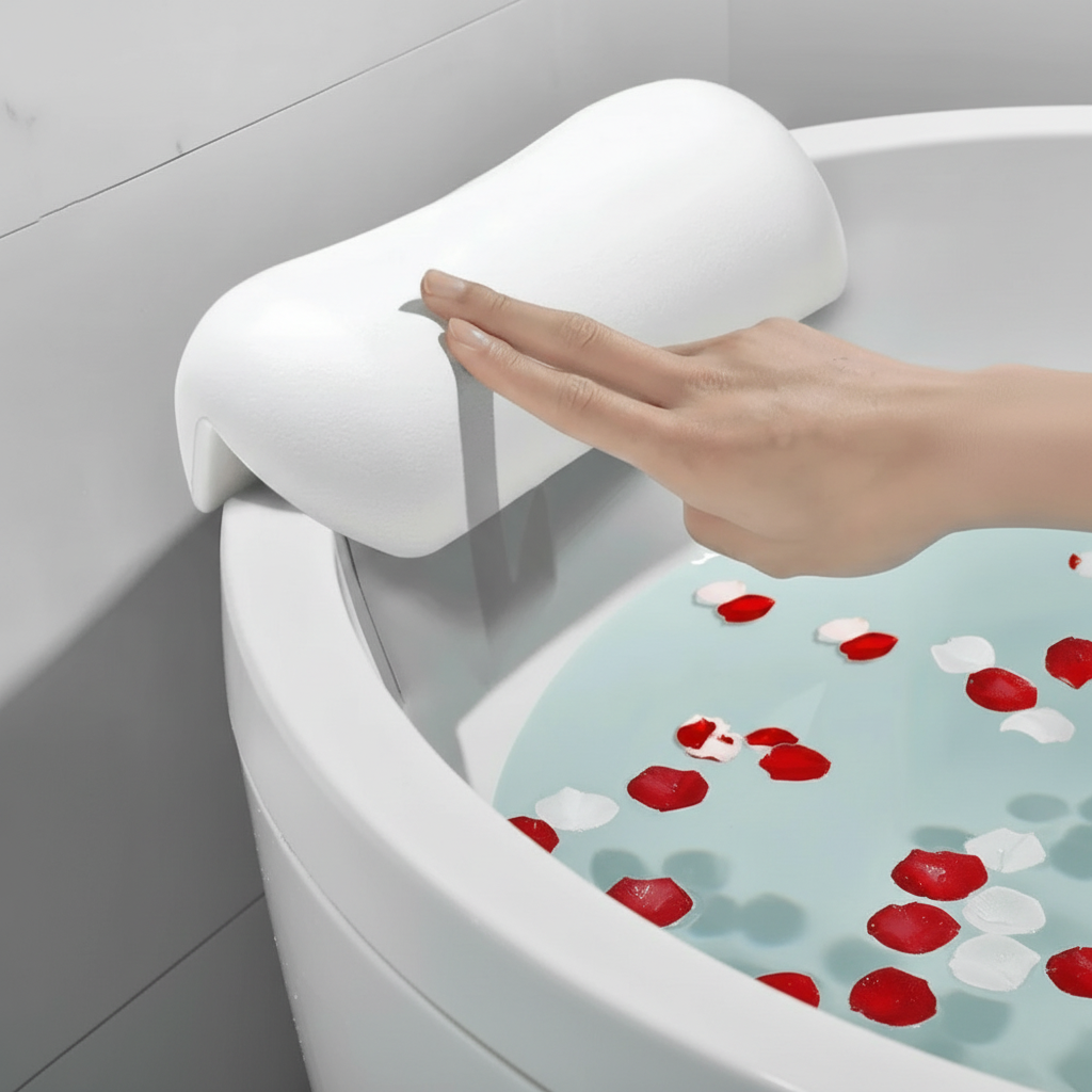 Ergonomisches Badkissen mit Saugnäpfen – Kopf- und Nackenstütze