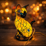 Katzen-Silhouette Tischlampe – Mosaik-Design für gemütliches Licht