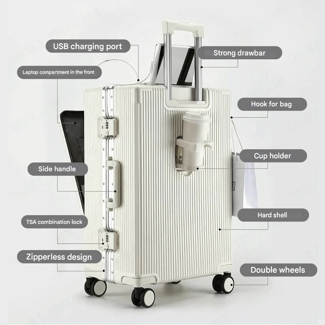 AeroCase | Pro 20 – Hartschalen-Handgepäck mit Aluminiumrahmen (20 Zoll, 40 Liter) und Laptopfach