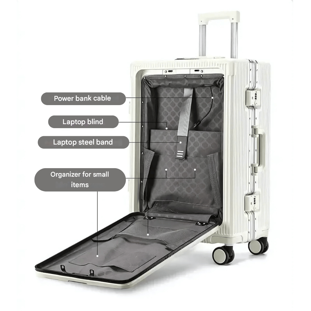 AeroCase | Pro 20 – Hartschalen-Handgepäck mit Aluminiumrahmen (20 Zoll, 40 Liter) und Laptopfach