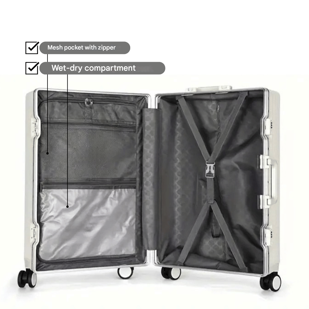 AeroCase | Pro 20 – Hartschalen-Handgepäck mit Aluminiumrahmen (20 Zoll, 40 Liter) und Laptopfach