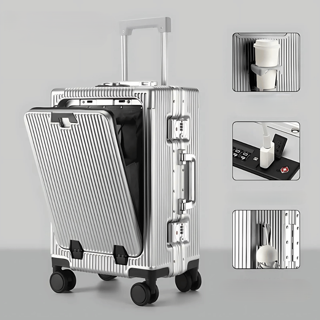 AeroCase | Pro 20 – Hartschalen-Handgepäck mit Aluminiumrahmen (20 Zoll, 40 Liter) und Laptopfach