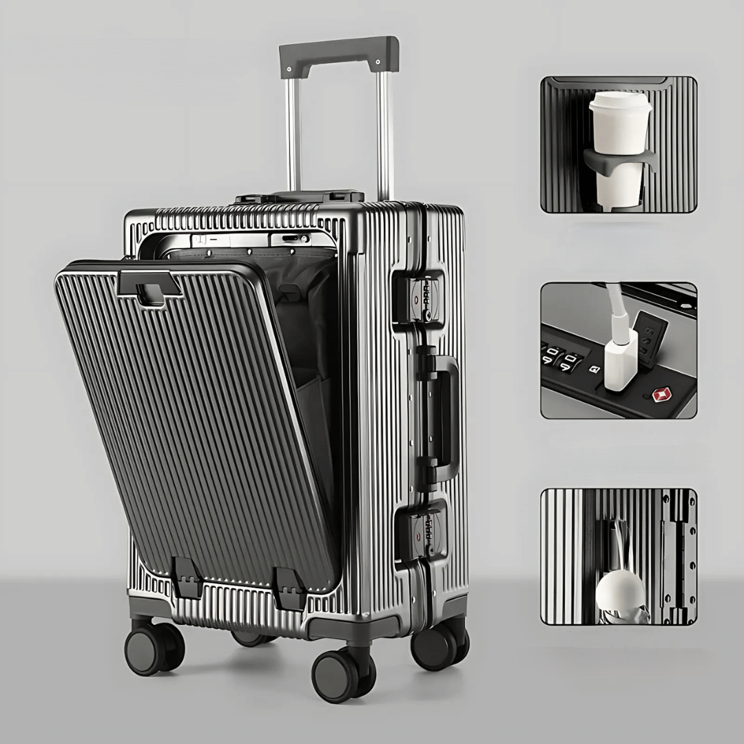 AeroCase | Pro 20 – Hartschalen-Handgepäck mit Aluminiumrahmen (20 Zoll, 40 Liter) und Laptopfach