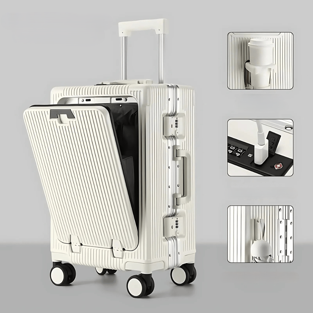 AeroCase | Pro 20 – Hartschalen-Handgepäck mit Aluminiumrahmen (20 Zoll, 40 Liter) und Laptopfach