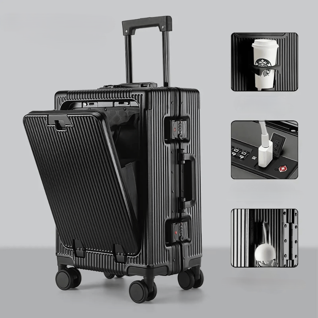 AeroCase | Pro 20 – Hartschalen-Handgepäck mit Aluminiumrahmen (20 Zoll, 40 Liter) und Laptopfach