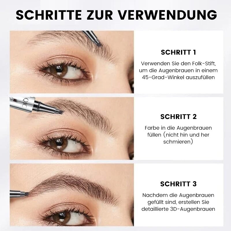 Präzisions Augenbrauenstift | Wasserfest mit 4 Spitzen | Microblading-Effekt