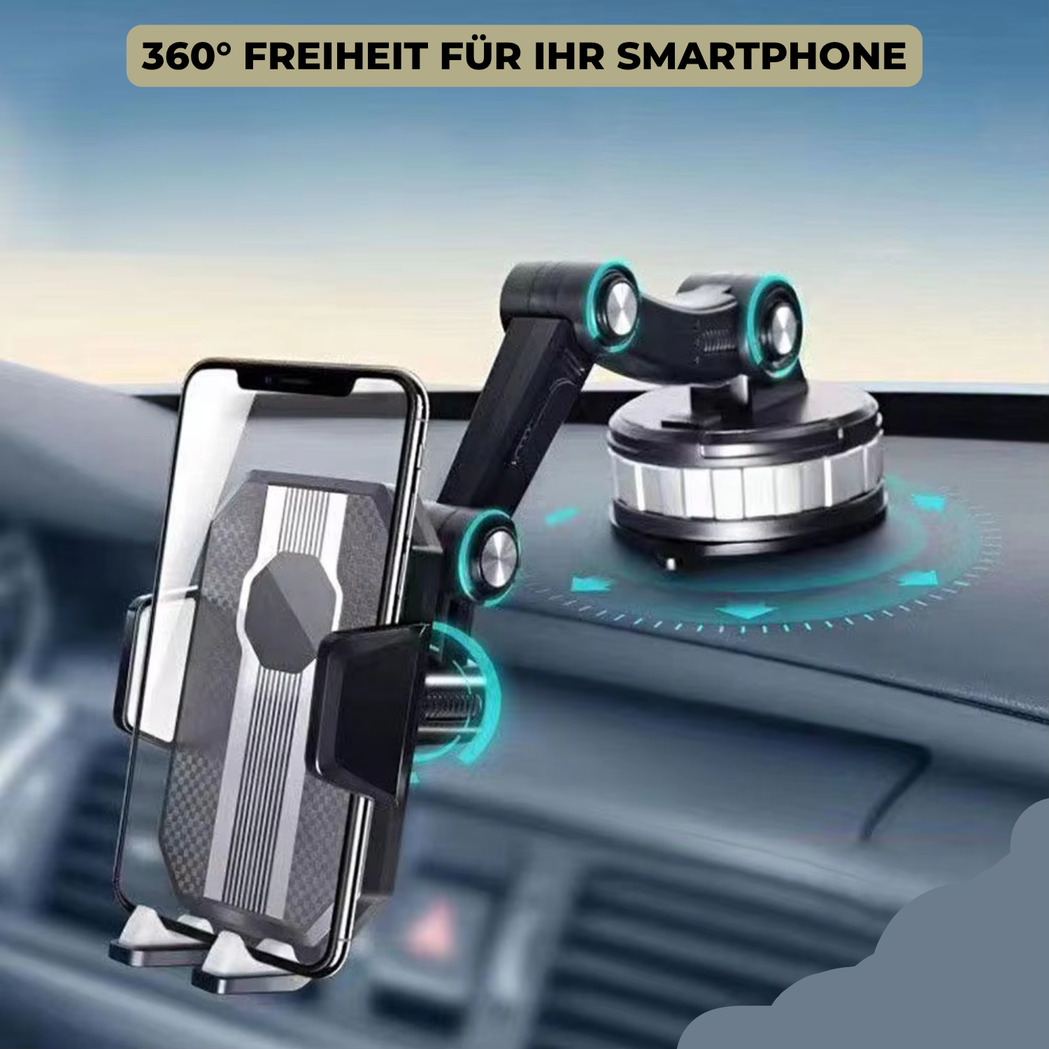 Multifunktionale Smartphone-Halterung mit 360° Drehfunktion