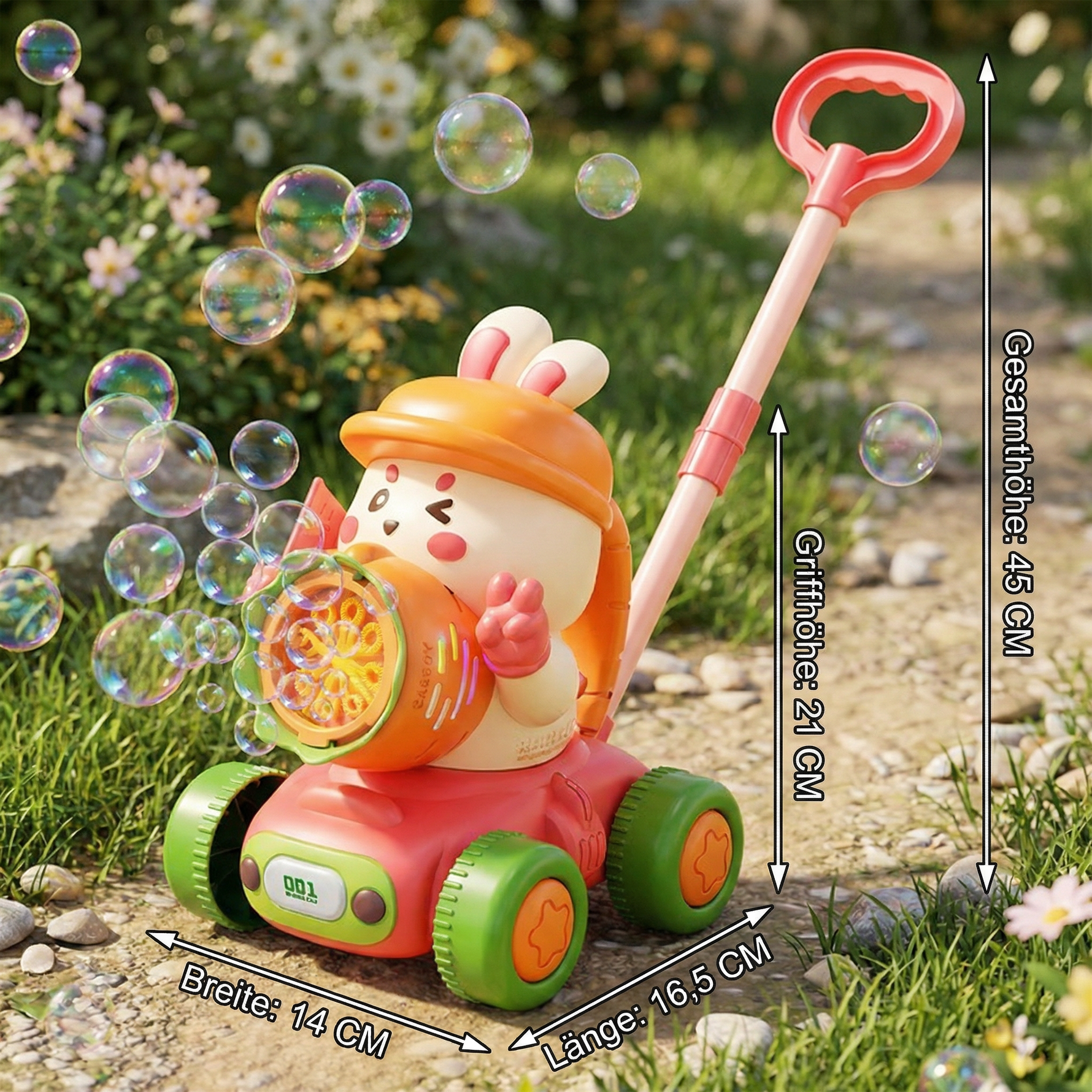 Schiebe-Spielzeug für Kinder – Wagen mit leuchtenden Seifenblasen